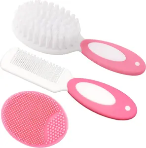 Baby Hair Brush & Comb Set for Newborns & Toddlers Soft Bristle Brush for Cradle Cap, Gentle Infant Scalp Care, Detangling Comb, Perfect Baby Shower & Registry Gift