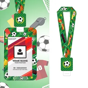 Football Theme Lanyard Card Holder, Football Print Neck Strap, Ideal for Coaches, Referees, Fans, Students, Office, Keychain Holder, Soccer Gift