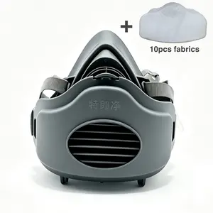 Reusable Silicone/rubber Respirator Mask with 10 Replacement Filter Pads, Dust-Proof Half Face Mask for Mining, Grinding, Construction