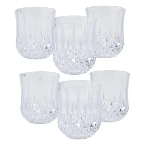 8 oz. Bulk 48 Ct. Clear Stemless Patterned Plastic Wine Glasses