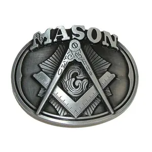 New Men’s Masonic Silver Tone Belt Buckle - Classic Fashion Accessory