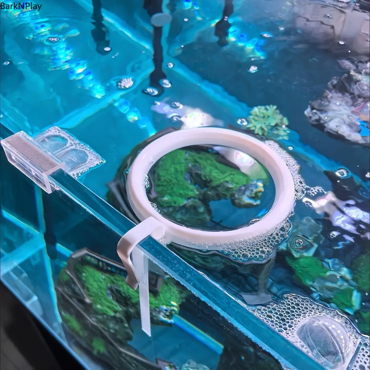 2 Pack Floating Fish Feeding Rings, Automatic Aquarium Feeding Circles with Adjustable Water Level Design, Prevent Food Scattering and Keep Water Clean, Fish Tank Feeding Accessories for Household Aquariums
