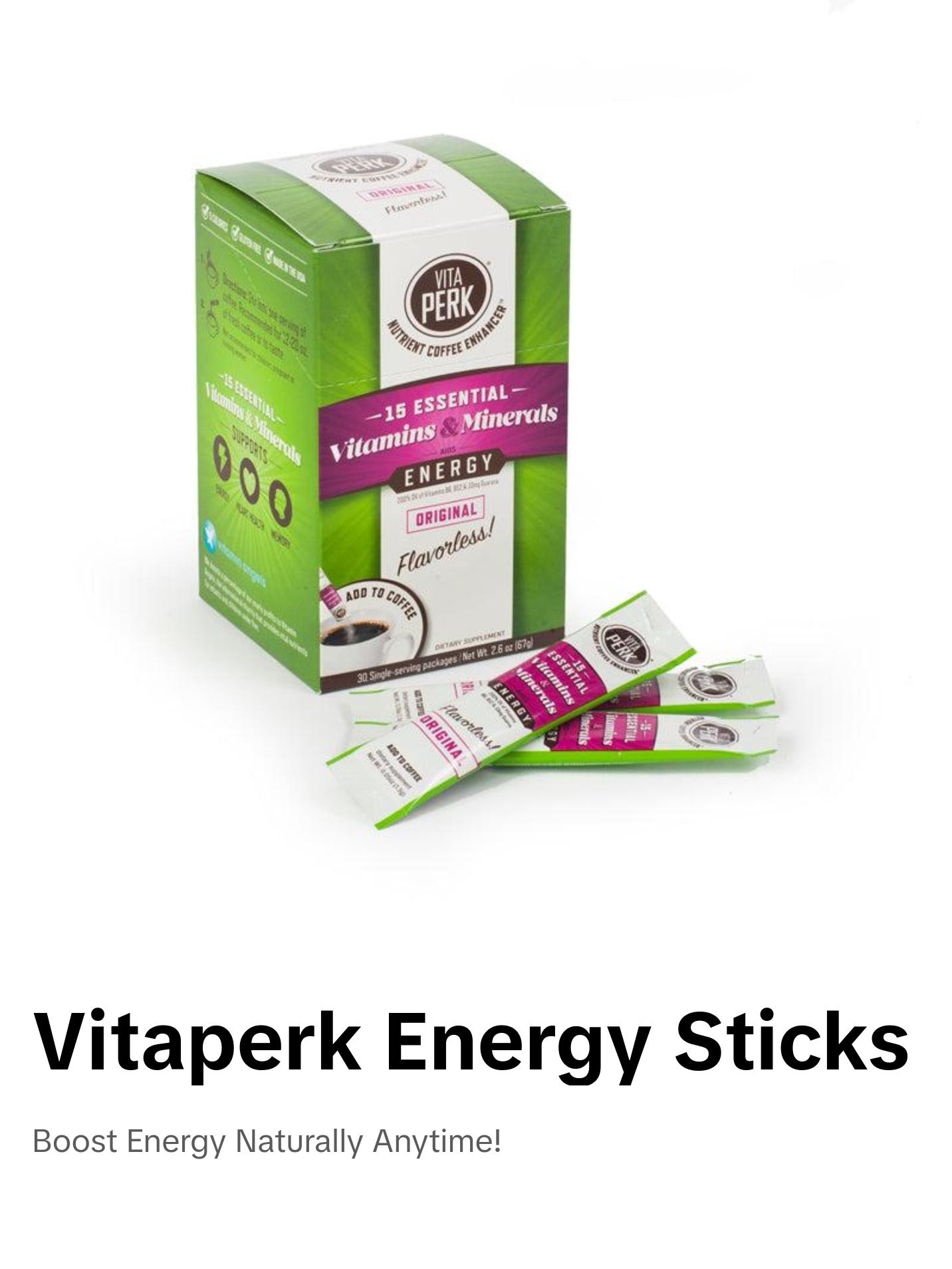 VitaPerk Energy Stickpacks – Natural Energy Enhancer with Green Tea & Guarana – Vitamins Supplement for Healthcare & Fitness – 30 Servings VitaPerk Energy Stickpacks – Natural Energy Enhancer with Green Tea & Guarana – Vitamins Supplement for Healthcare & Fitness – 30 Servings