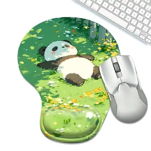 Cute Sleeping Panda Ergonomic Mouse Pad with Wrist Rest, Kawaii Green Nature Non-Slip Gaming Mouse Pad, Animal Lover Mouse Mat for Laptop, Office, Computer, Pain Relief Memory Foam Desk Pad