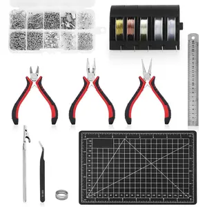 Pliers Making Tools Set, Mini Jeweler Pliers for Adults with Beading Wire Kit, Bracelet Helper, Craft Earring Accessories for  Making Supplies DIY Hobby Repair