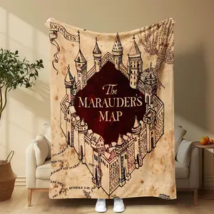 The Marauder'S Map Pattern Blanket, Soft Comfortable Throw Blanket, Warm Napping Blanket For Home Office Travel Camping