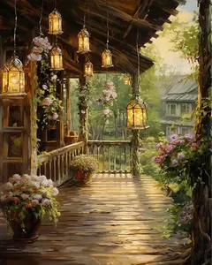 Paint by Numbers for Adults - Scenery Paint by Number on Canvas Without Frame, DIY Oil Painting for Gift Home Wall Decor (16x20 inch) Watercolor Floral Design Handcrafted Acrylic Handicraft