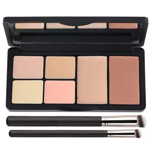 Concealer Contour Palette, 6 In 1 Color Correcting Concealer Contour Makeup Palette, Contouring Foundation Highlighting Makeup Kit for Dark Circles, Blemish With 2 Packs Brush (2#)
