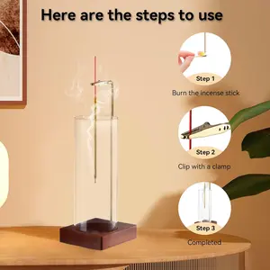 1 Incense Stick Holder, Incense Stick Holder with Removable Glass [Anti-Flying Ash], Mess-Free Incense Burner Holder, Perfect for Meditation