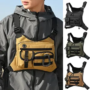 Black Tactical Chest Bag, Suitable for Men and Women - Adjustable Shoulder Strap, Multiple Pockets, Durable Zipper Storage