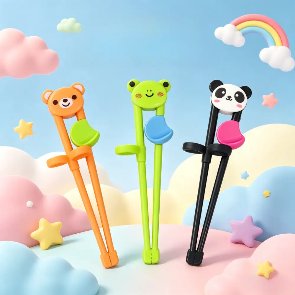 3-Pair Cartoon Animal Children's Training Chopsticks Fit Ergonomic Learning Chopsticks for Beginners, Reusable Baby Eating Utensils, Portable Practice Chopsticks for Home, Campus, Outdoor, Training Utensils Gifts