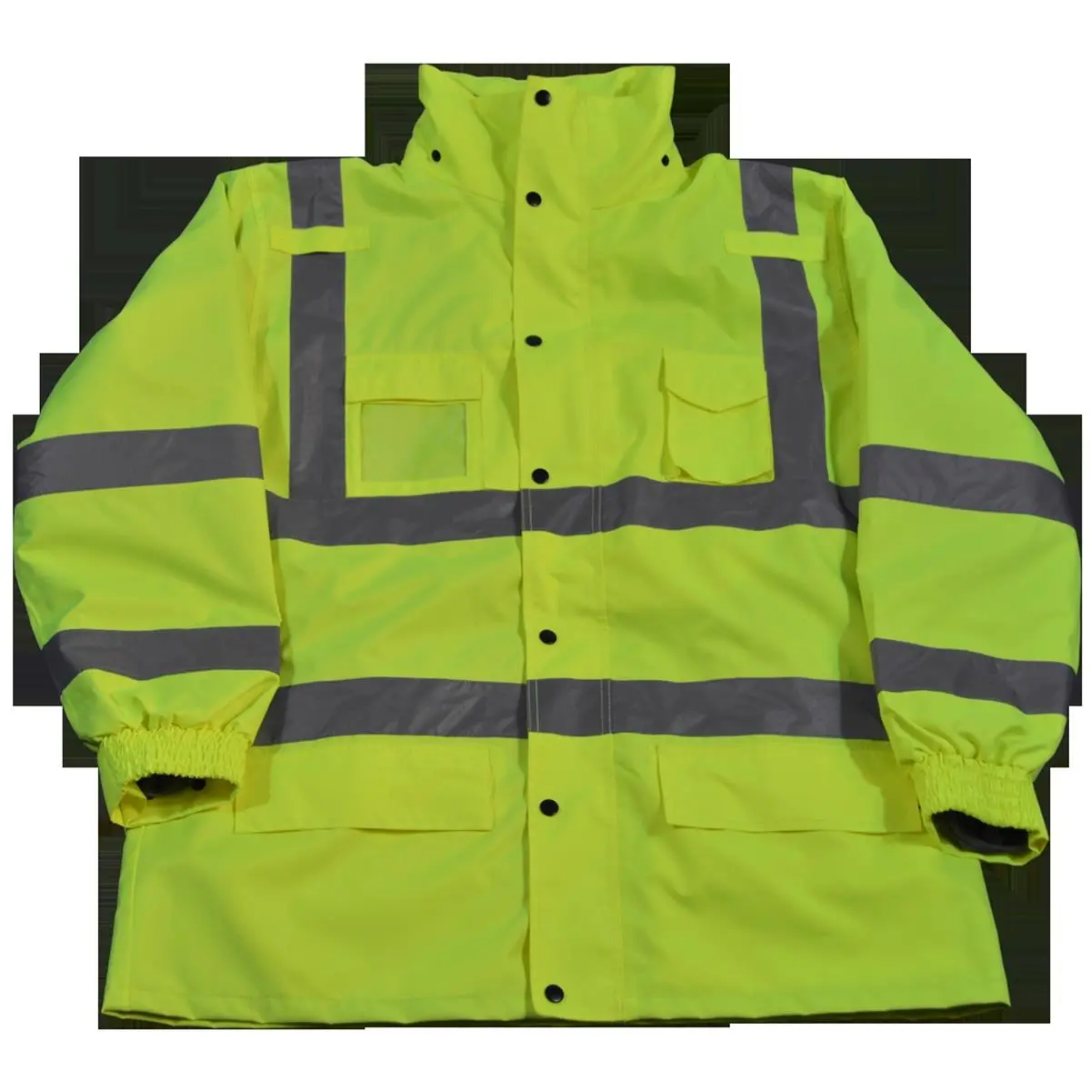212 MAIN Petra Reflective Stripes Lightweight Synthetic Rain Parka Jacket - ANSI-ISEA Class 3, Waterproof 300D Oxford PU-Coated Lime Fabric, 3-In-1 Design with Removable Thermal Fleece, 1-ID/2 Lower Flap/2 Zipped Slash Pockets, Small, Zipper, Pu-Coated Fa