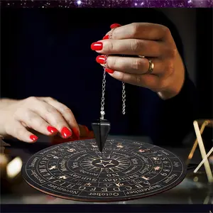 Wooden divination board set of 3, Wooden Craftsmanship, with cone-shaped crystal pendant, used for decorating spiritual altars, home decoration