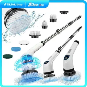 Electric Spin Scrubber, Cordless Shower Scrubber Full-Body IPX7 Waterproof, Electric Cleaning Brush with 7 Replaceable Brush Headsand 3 Adjustable Extension Handle, 2-Speed for Bathroom, Kitchen, Toilet, Window, Pool, OutdoorFun, FathersDayGift