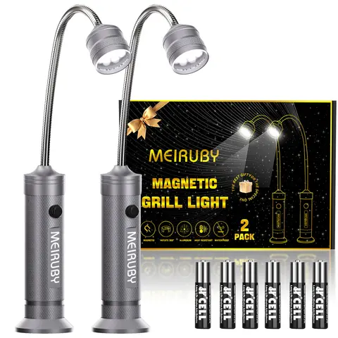 2-Pack Magnetic Barbecue Grill Light: BBQ Grilling Accessories for Outdoor Grills with 360-Degree Flexible Gooseneck, Magnetic Base, Gifts for Dads