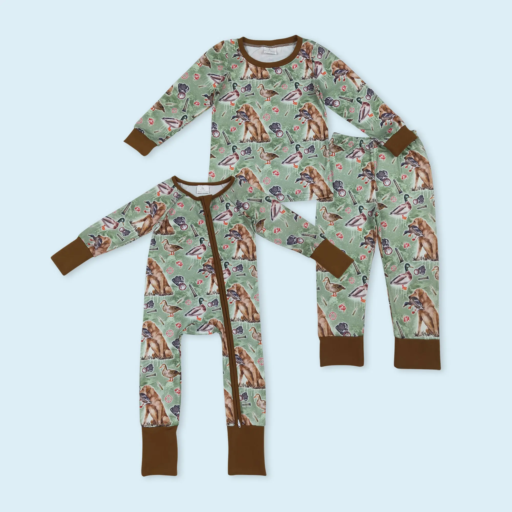 Duck call dog hunting season kids boy spring fall pajama set