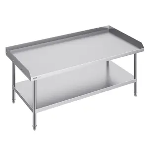 【Summervibes】VEVOR Stainless Steel Work Table, 30 x 60 x 26 Inch Commercial Food Prep Worktable, 3-Sided Backsplash Heavy Duty Prep Worktable, Metal Work Table with Adjustable Height for Restaurant Home Hotel