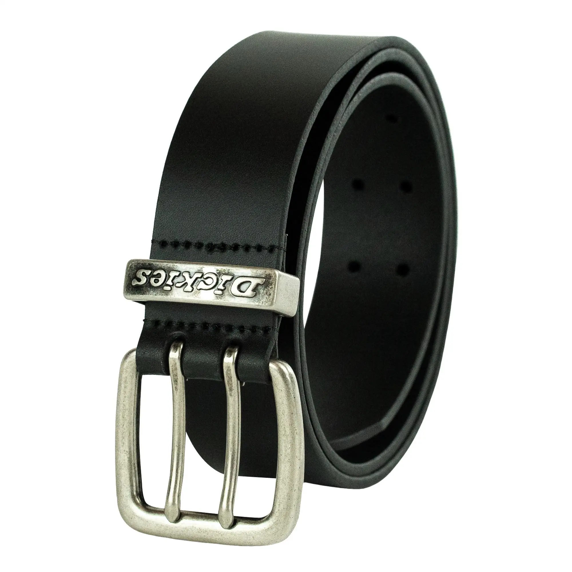 Dickies Men's 38MM Wide Two Prong Casual Leather Belt with Double Adjuster Holes and Antiqued Nickel Finish Buckle