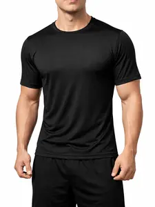 Men’s Performance Crew Neck T-Shirt – Moisture Wicking Activewear – Midnight Black