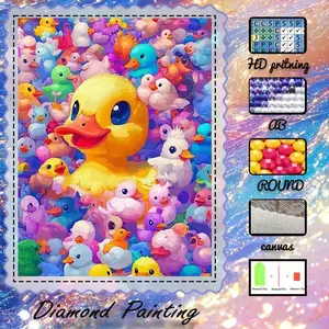 DIY 5D Flocked Cloth Diamond Painting Kit, AB Drill, Fairy Dust Drill, Crystal Drill Duck, Colorful, Doll Diamond Embroidery, Special Craft Diamond Art Kit, Wall Decoration, Gift for Family, Loved Ones, Friends
