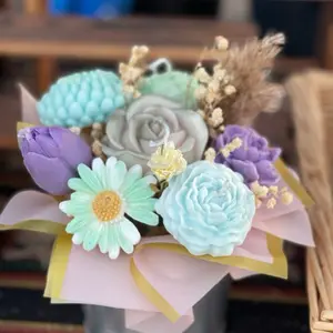 Verdant Violet Candle Flower Bouquet by Rustic Nature+ Centerpiece, dinner, table, arrangement, birthday decor