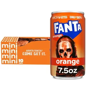 Fanta Orange Soda Pop Fridge Pack Mini Cans, 7.5 fl oz, 10 Pack