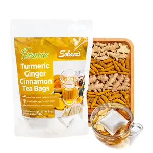 100% Natural Turmeric Herbal Tea Bags - Eco-Friendly, Anti-Inflammatory, Keto-Compliant, Sugarless, Decaffeinated, Gluten-Free, Vegan Digestive Beverage with Ginger, Cinnamon gentle detox goji berry Ten Treasure Kidney Tea
