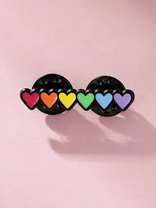 Rainbow Heart Friendship Enamel Pin, Cute Zinc Alloy Brooch, Fashion Accessory for Backpacks and Clothing, No Holiday Specific Design