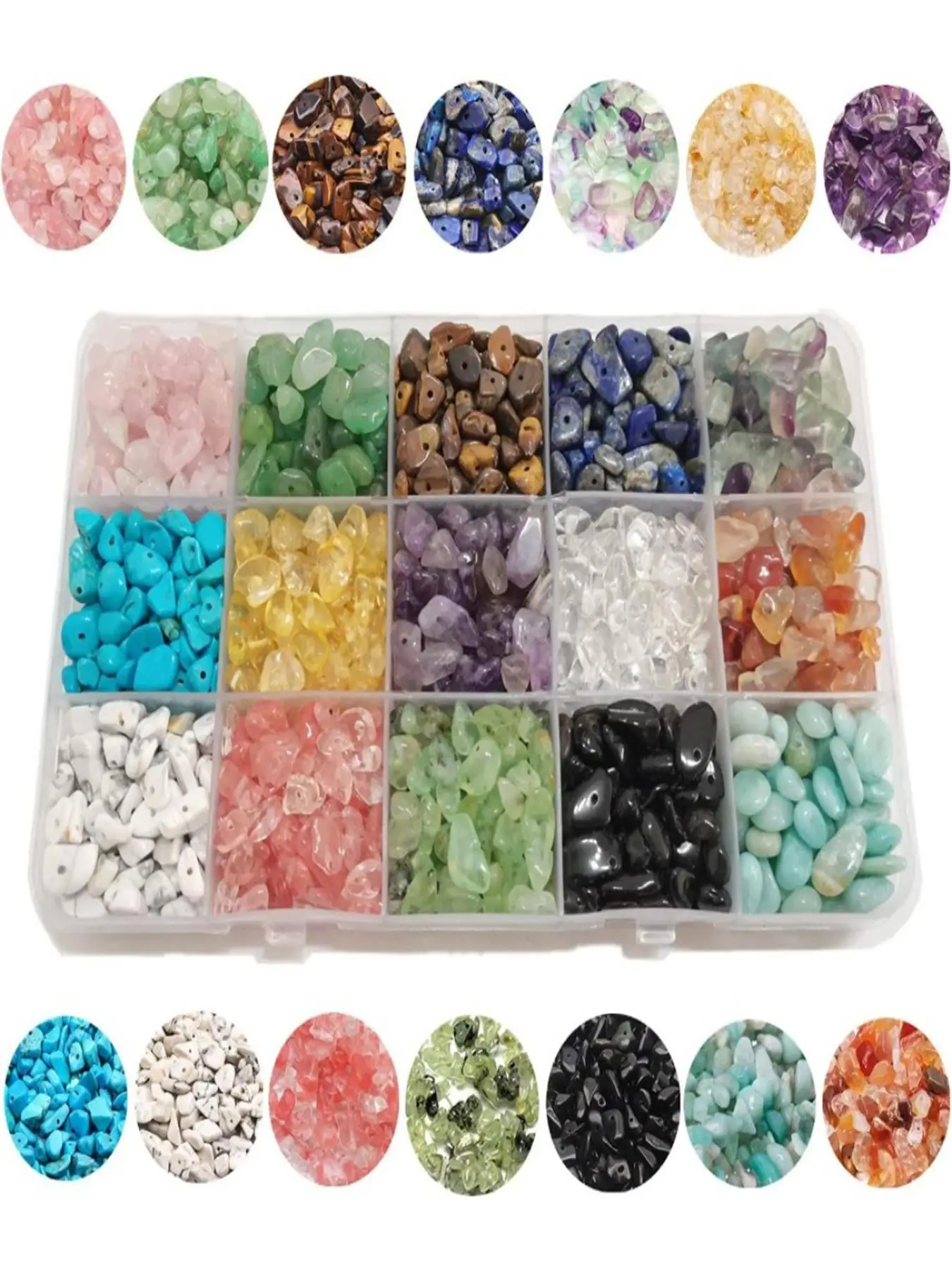 Simple Random Color Natural Stone Bead, 1 Box DIY Jewelry Making Kit for Bracelet & Necklace Making, Casual DIY Fashion Accessories Crafts Kit for Wom