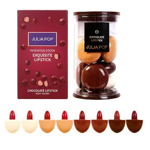 Chocolate Lipstick Set Capsule Pills Lipstick,8 Colors Cute Waterproof Stay on Matte Mate Lipstick Mini Capsules Velvet Lipstick Set, Mini Pill Lipstick for Women Gloss Lipgloss