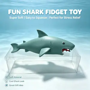 13 Inch Giant Shark Squishy Fidget Toy, Super Soft Squeeze Stress Relief Shark Toy, Realistic Shark Decompression Sensory Gift
