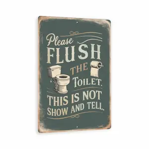 8x12 Funny Vintage-Style Bathroom Sign - 'Please Flush The Toilet' - Humorous Wall Decor Kitchen And Lavatory Decor Plus Humorous Reminder To Flush