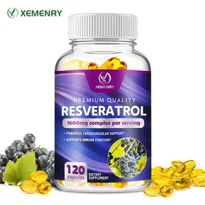 Xemenry Resveratrol 1600 mg, Anti-Resveratrol Antioxidant Capsules, Green Tea, Grape Seed Extract and Quercetin, Anti-Aging Boost, Cardiovascular Support, Maximum Benefits, 120 Capsules