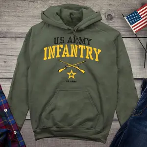 U.S. Army Hoodie, Officially Licensed Army Infantry Hooded Sweatshirt, United States Armed Forces Sweatshirt, Army, American Pride, Military