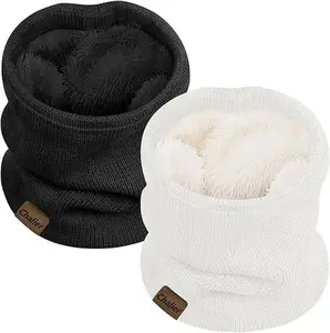 Infinity Scarf Winter Double-Layer Neck Warmer Knit Fleece Lined Circle Loop Scarves Gifts