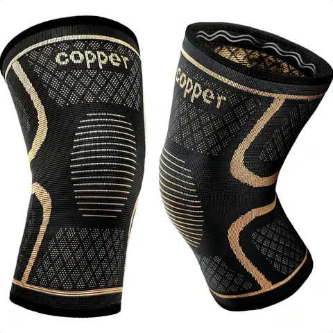 Copper Knee Braces for Men and Women (2 pack) -Knee Supports Copper Compression Knee Sleeve for Knee Pain, Arthritis, Sports and Recovery Support (Large)