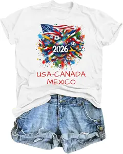 Soccer Cup 2026 Shirt for Women USA Football Match Jersey T-Shirts Game Day Shirts Soccer Graphic Casual Tees Tops