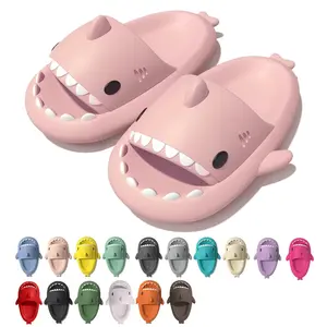Cloud-Like Shark Slides - Cushioned Open-Toe Sandals with Novelty Pillow Design, Soft Plush Upper, Anti-Slip Sole for Men's Comfortable Walking Experience Summer Slippers Footwear Pink Shoe Boy Flipflop Dance Onyx