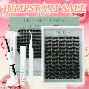 YOULUCK 5D Lash Clusters Individual Extensions Layered Fluffy Waterproof Windproof Long Lasting Ultra Thin Band Makeup for Girls Beginner Friendly Wispy Volume Set Lightweight Comfortable