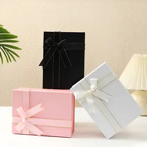 Mother's Day Foldable Gift Box, Elegant Bow Ribbon Large Clothing Shoe Gift Box, Valentine's Day Single Piece Folding Gift Box