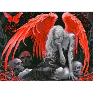 A Fallen Angel Skull Diamond Painting Kit Square Round Diamond 5D DIY Mosaic Handmade Art Adult Exquisite Gift Home Decor