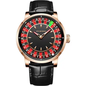 1.8 Inches Roulette Wheel Automatic Watches for Men, NH35A Movement Design Shake and Rotate Automatically 50M Waterproof Mens Unique American Style Roulette, Mechanical Watch for Game Night (6616-Black)