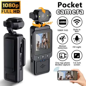 Body Mounted Video Cameras, 1080P Portable Vlogging Camera with WiFi, Night Vision & Stabilization Mini Action Camera for Travel, Sports, Covert Recording (1.6" Screen, Rotatable Lens)