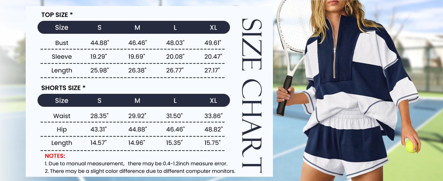 Arssm Women’s Striped 2-Piece Workout Set – Casual Oversized Half Zip Top & Shorts with Pockets, Retro Rugby Loungewear Outfits