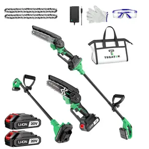 2-in-1 Brushless Mini Cordless Chainsaw, 20V (2 Batteries), Telescopic Design (Max 15FT Working Height), 180° Adjustable Head, Lightweight Portable Saw for Wood Cutting, Garden Pruning, Ideal Gift for Seniors