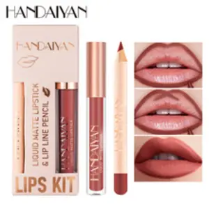 Handaiyan Lip Liner Lip Gloss Set, Waterproof Long-Lasting Matte Finish, Non-Sticky Cup Friendly, Velvet Texture, Perfect for Daily Use