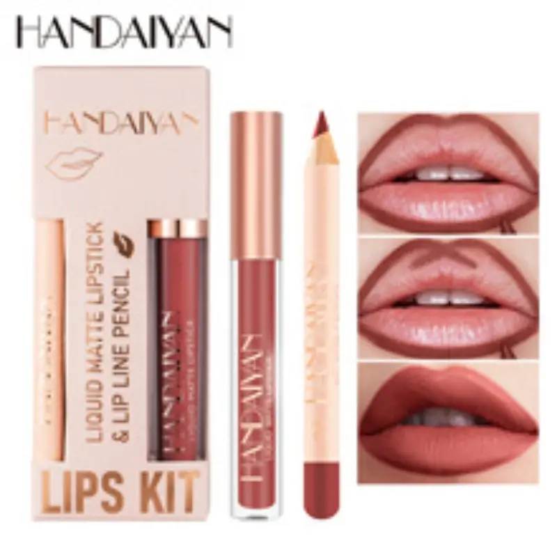 Handaiyan Lip Liner Lip Gloss Set, Waterproof Long-Lasting Matte Finish, Non-Sticky Cup Friendly, Velvet Texture, Perfect for Daily Use
