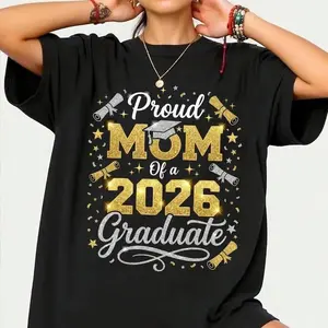 [Sale Up To 50%] Comfort Color Senior Mom 2026 Graduation T-Shirt, Proud Mom of a 2026 Graduate Gift, High School Senior Mom Graphic Tee, Graduation Party Shirt, Trendy Cotton Fabric