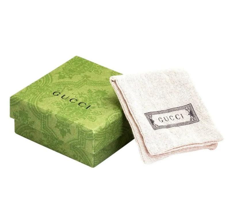 Pre-owned GUCCI Sterling Silver Necklace Double G 925 Silver Long Unisex W\Box & Pouch #209