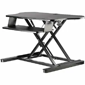 Startech ARMSTSCORNR Black Corner Sit Stand Desk Converter with Keyboard Tray, Height Adjustable Ergonomic